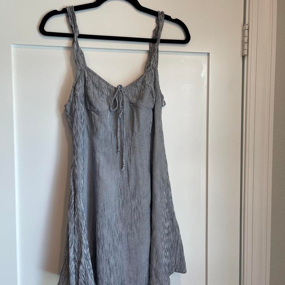 Olivaceous Blue & White Striped Corset Mini Dress Size Large